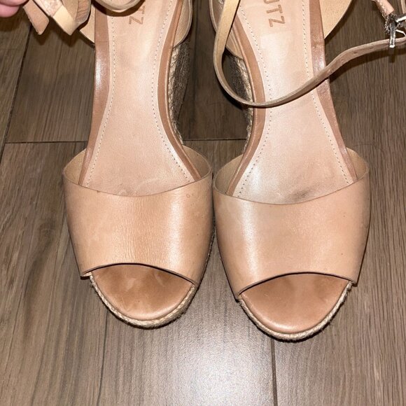 Schutz Tan Leather Espadrille Wedge Sandals With Ankle Strap size 9 Womens - Picture 5 of 9